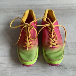 Zumba Flex Womens Classic Dance Shoes Pink and Yellow Size 6.5